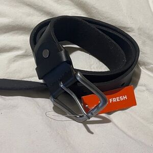 Joe Fresh Black Leather Belt with Silver Buckle Size 36